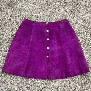 1960’s Vintage Purple Suede Mini Skirt, XS Hippie Boho Retro Woodstock Style